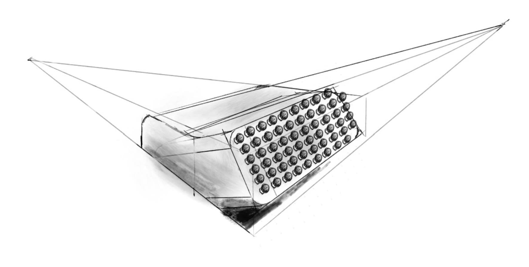Perspective sketch of the shelf