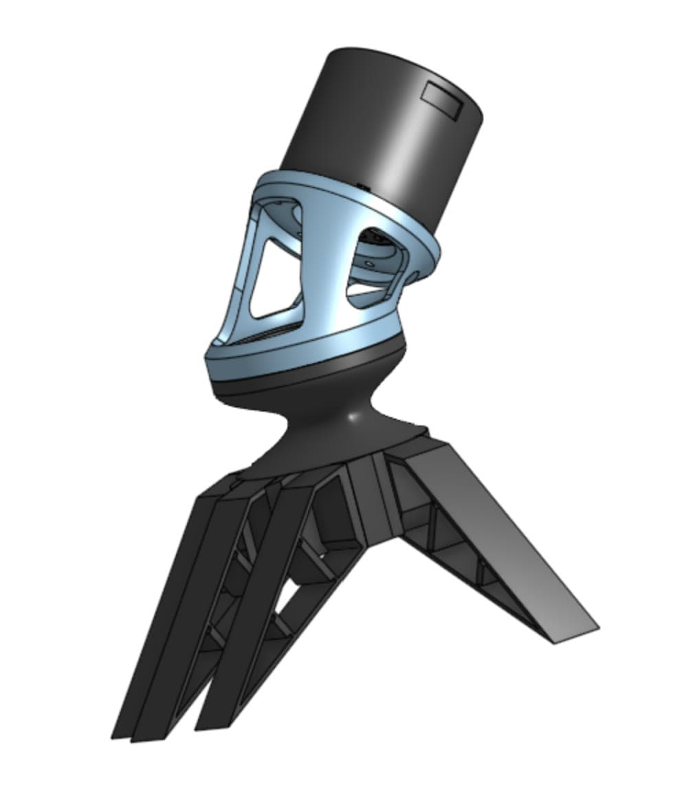 CAD render of the hand in dark material